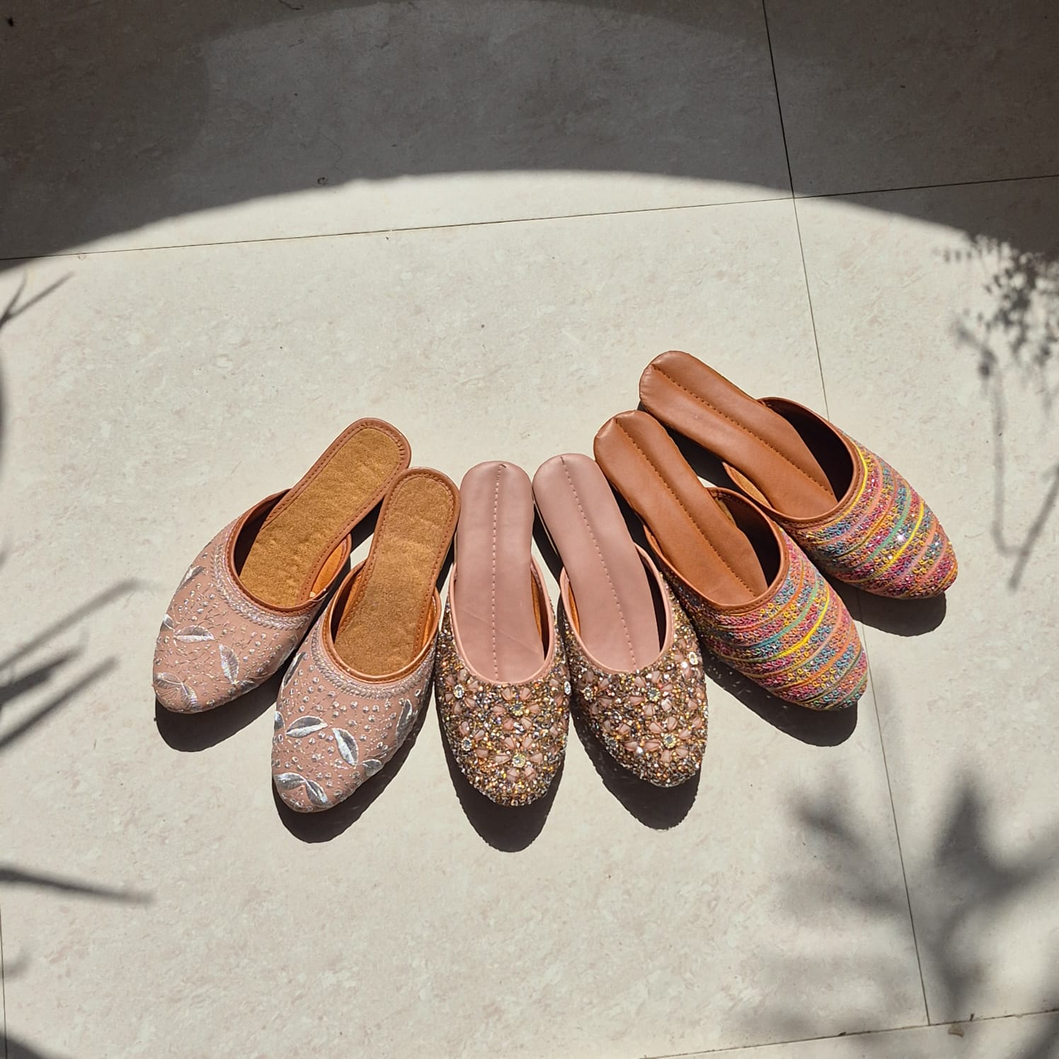 Dhivija Collections Multicolour Embroidered Ethnic Mules – Traditional Handcrafted Rajasthani Juttis