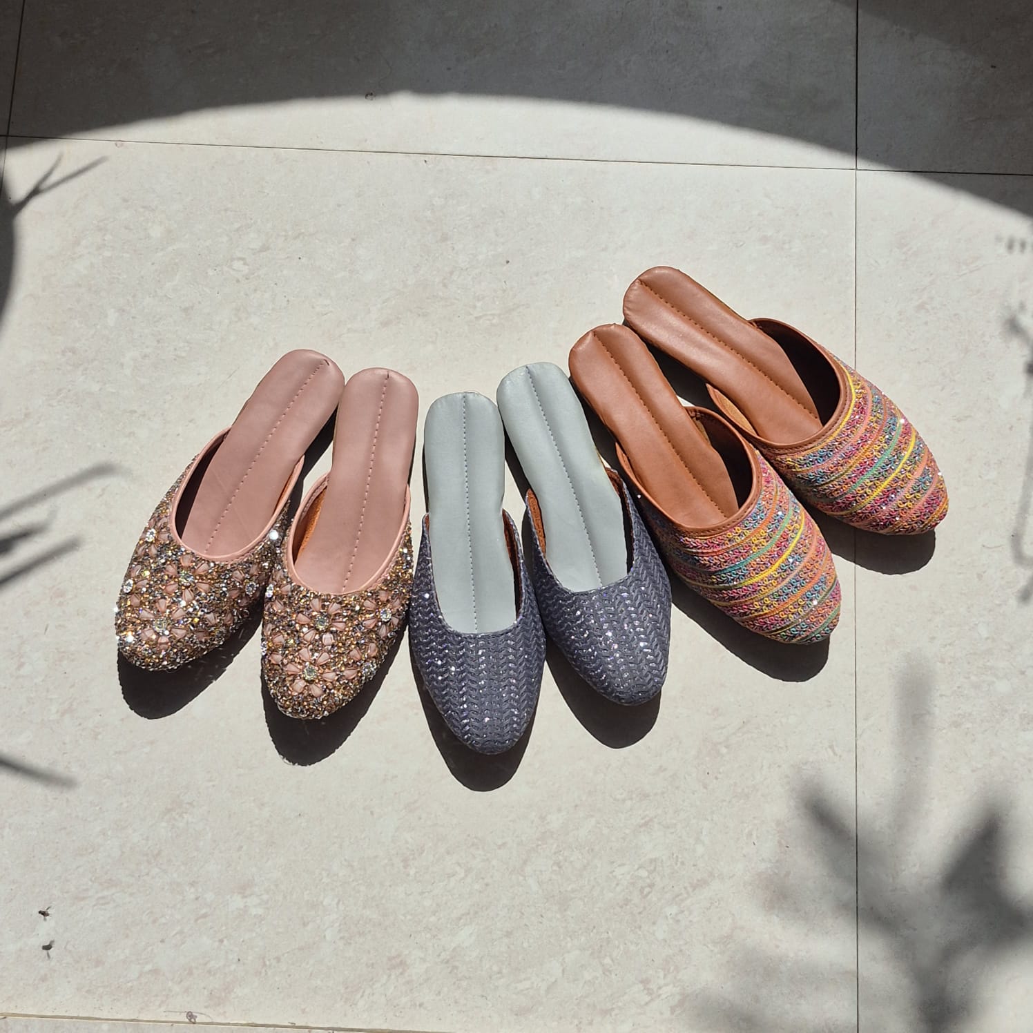 Premium Handcrafted Ethnic Mule Combo — Artisanal Embroidery & Shimmer Jutti Collection